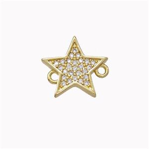 Copper Star Connector Micropave Zirconia Gold Plated, approx 12mm