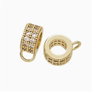 Copper Hanger Bail Micro Pave Zirconia Gold Plated, approx 9mm, 5mm hole