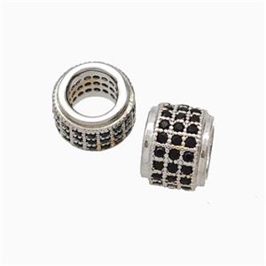 Copper Wheel Beads Pave Zirconia Large Hole Rondelle Platinum Plated, approx 8mm, 5mm hole