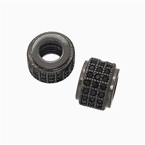 Copper Wheel Beads Pave Zirconia Large Hole Black Plated, approx 9mm, 4mm hole