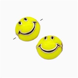 Copper Emoji Beads Yellow Eanmel Smileface Gold Plated, approx 6-10mm