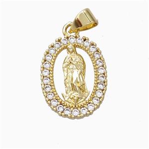 Jesus Charms Copper Pendant Pave Zirconia Gold Plated, approx 13-18mm