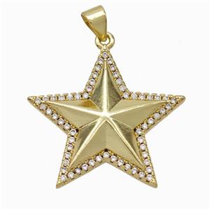 Copper Star Pendant Micropave Zirconia Gold Plated, approx 25mm