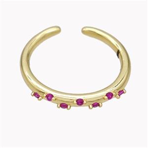 Copper Ring pave zircon, Gold Plated, approx 18mm dia