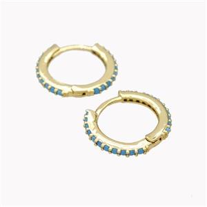 Copper earring pave zircon, Gold Plated, approx 14mm