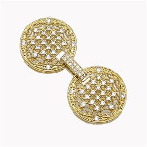 Copper Clasp Pave Zirconia Flower Gold Plated, approx 22mm, 47mm