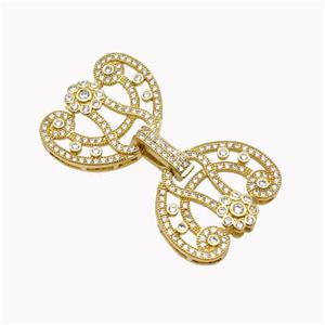 Copper Clasp Pave Zirconia Flower Gold Plated, approx 20-25mm, 45mm