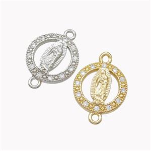 Virgin Mary Charms Copper Connector Pave Zirconia Mixed, approx 13mm