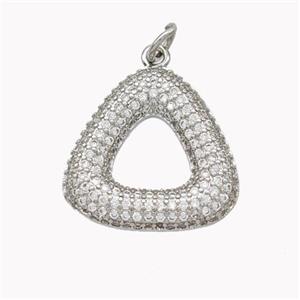 Copper Triangle Pendant Pave Zirconia Platinum Plated, approx 19mm