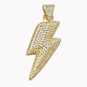 Copper Lightning Pendant Micropave Zirconia Gold Plated, approx 15-34mm, 6-8mm