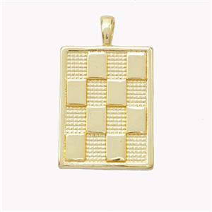 Copper Checker Pendant Rectangle Gold Plated, approx 17-28mm