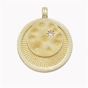 Copper Sun Ray Pendant Pave Zirconia Gold Plated, approx 22mm