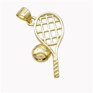 Copper Tennis Racket Pendant Sports Gold Plated, approx 13-24mm