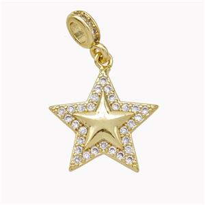 Copper Star Pendant Micropave Zirconia Gold Plated, approx 17mm, 4-6mm