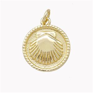 Copper Scallop Shell Pendant Gold Plated, approx 15mm