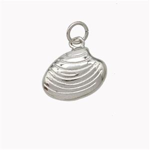 Copper Scallop Shell Pendant Platinum Plated, approx 10-14mm