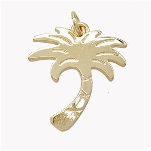 Coconut Tree Charms Copper Pendant Gold Plated, approx 19-20mm