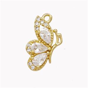 Copper Butterfly Pendant Pave Zirconia Miller Gold Plated, approx 9-16mm