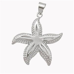 Copper Starfish Pendant Platinum Plated, approx 28mm