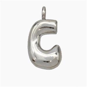 Copper Letter Pendant, Platinum Plated, approx 13-18mm