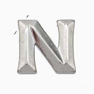 Copper Letter Pendant, Platinum Plated, approx 15-18mm