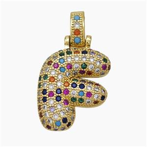 Copper Letter Pendant pave zircon, Gold Plated, approx 15-20mm, 5-8mm