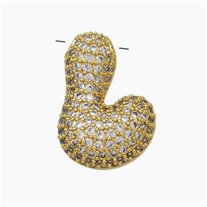 Copper Letter Pendant pave zircon, Gold Plated, approx 15-22mm