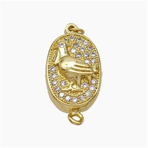 Copper connector Clasp pave Zircon, gold plated, approx 10-14mm