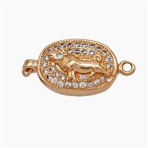 Copper connector Clasp pave Zircon, Rose gold plated, approx 10-14mm