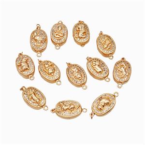 Copper connector Clasp pave Zircon, Rose gold plated, approx 10-14mm