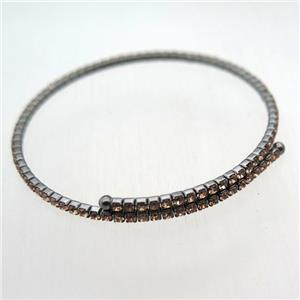 copper bangle pave champagne rhinestone, black plated, approx 60mm dia