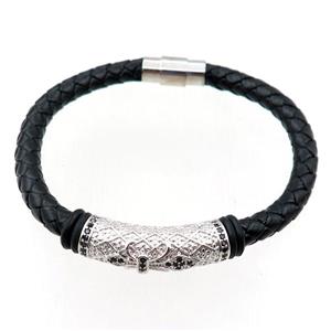 PU leather bracelets with magnetic clasp, approx 6mm, 70mm dia