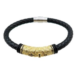 PU leather bracelets with magnetic clasp, approx 6mm, 70mm dia