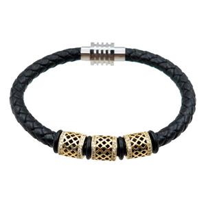 PU leather bracelet with magnetic clasp, approx 6mm, 70mm dia