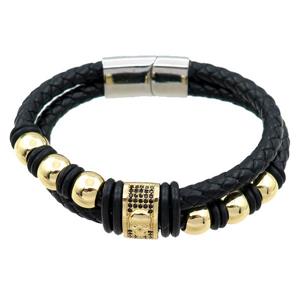 PU leather bracelet with magnetic clasp, approx 12mm, 70mm dia