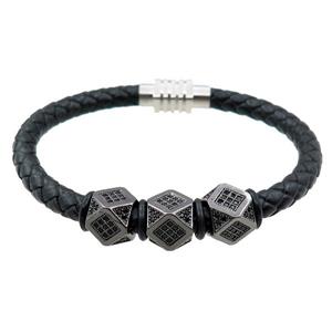 PU leather bracelets with magnetic clasp, approx 6mm, 70mm dia