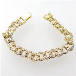 copper bracelet pave zircon, gold plated, approx 10mm, 20cm length