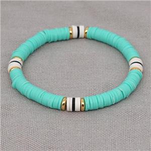 mint green Polymer Clay Bracelet, stretchy, approx 6mm, 16cm length