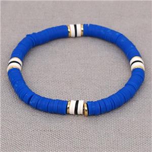 lapisblue Polymer Clay Bracelet, stretchy, approx 6mm, 16cm length