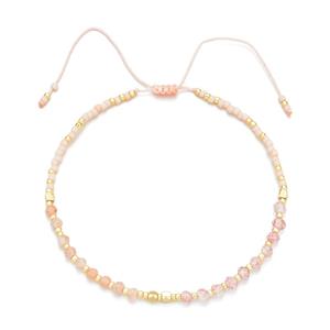 Strawberry Quartz Bracelet with Sunstone, adjustable, approx 3mm, 16-24cm length