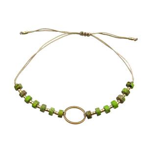 Imperial Jasper Bracelet Heishi Olive Adjustable, approx 12mm, 4mm, 16-24cm length