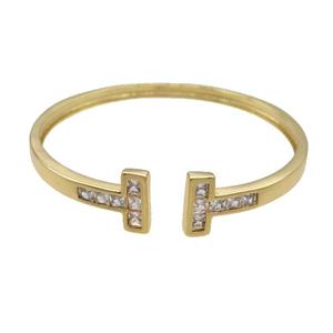 Copper Bangle Pave Zircon Gold Plated, approx 13mm, 55mm dia