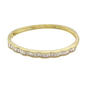 Copper Bangle Pave Zircon Gold Plated, approx 5mm, 52-56mm