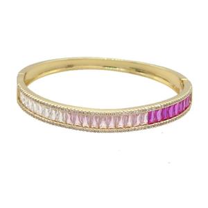 Copper Bangle Pave Multicolor Zircon Gold Plated, approx 8mm, 50-60mm