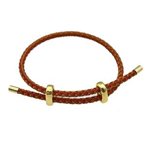 Red Golden Tiger Tail Steel Bracelet, adjustable, approx 3mm thickness