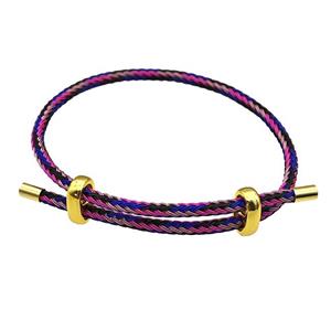 Multicolor Tiger Tail Steel Bracelet, adjustable, approx 3mm thickness