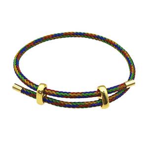 Tiger Tail Steel Bracelet Multicolor adjustable, approx 3mm thickness