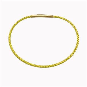 Yellow Nylon Cord Bracelet With Stainless Steel Clasp, approx 2mm thickness