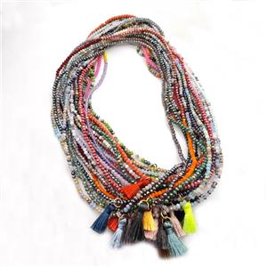 Chinese Crystal Glass Bracelets Stretchy Mixed Color Tassel, approx 3-3.5mm