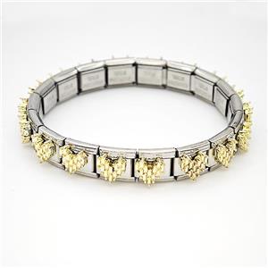 Stainless Steel bracelet, platinum plated, approx 9mm, 17cm length